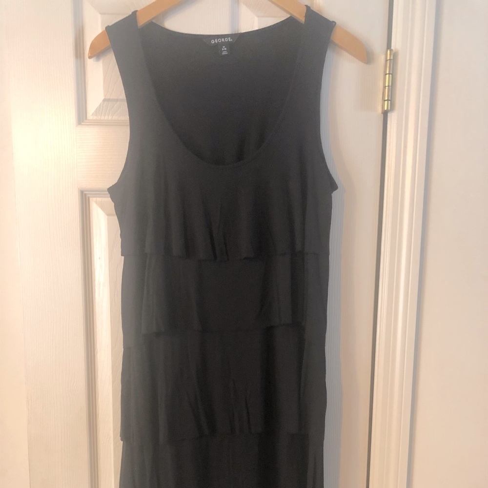 Women’s black sleeveless ruffle dress